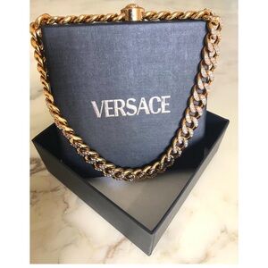 Versace Medusa Gold and Crystals Chain Necklace
